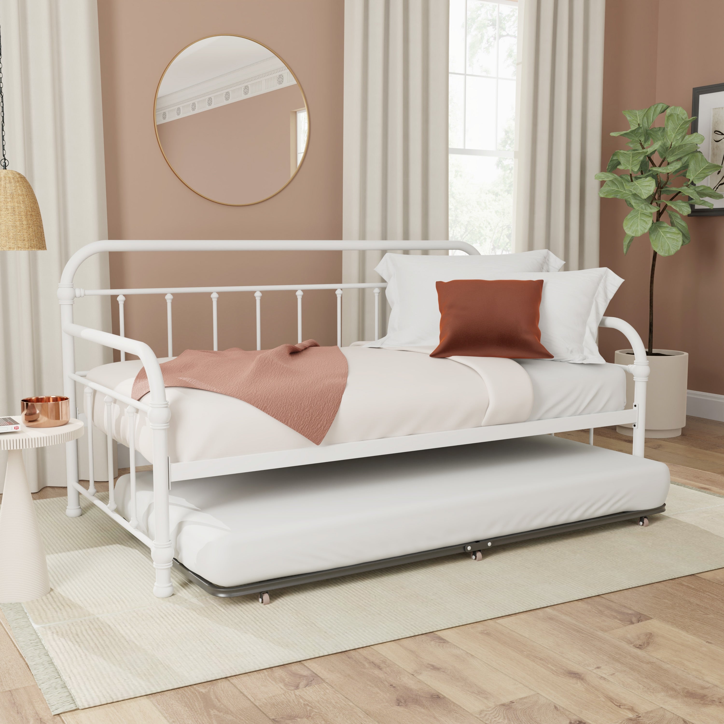Hillsdale Furniture Kirkland Metal Twin Daybed with Roll Out